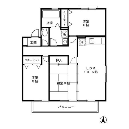 プレミールB(3LDK/2階)の間取り写真