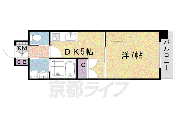 レジディア京都壬生(1DK/2階)の間取り写真