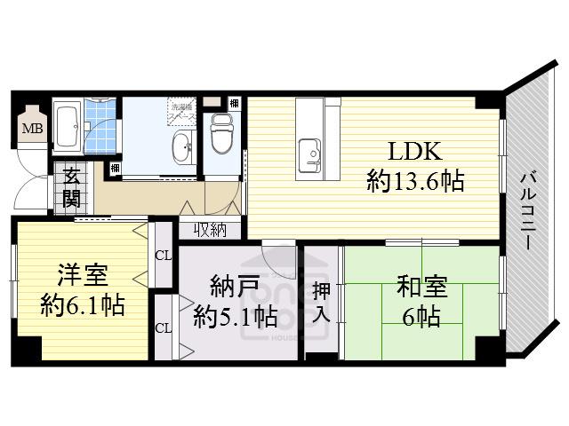 グレンエデン北谷(2SLDK/1階)の間取り写真