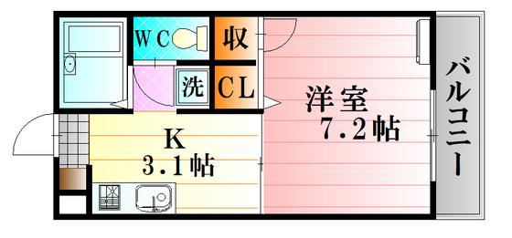 カーサKAWAUTI(1K/2階)の間取り写真