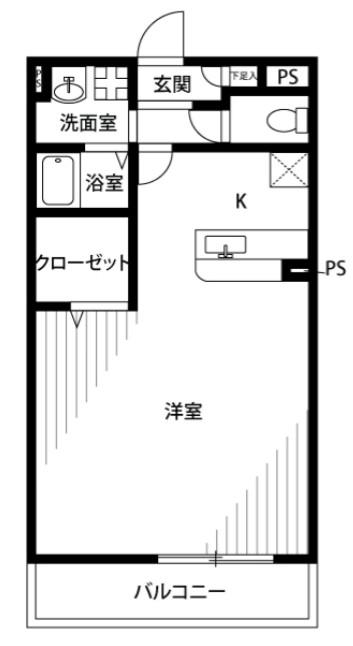 アムール グランメール(ワンルーム/2階)の間取り写真