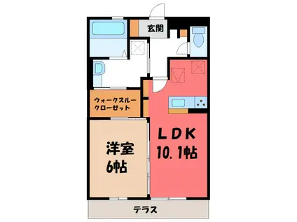 ボヌール(1LDK/3階)の間取り写真