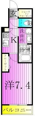 グランカーサ綾瀬(1K/2階)の間取り写真