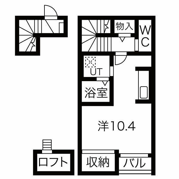 フェルトHANDEN A棟(ワンルーム/2階)の間取り写真