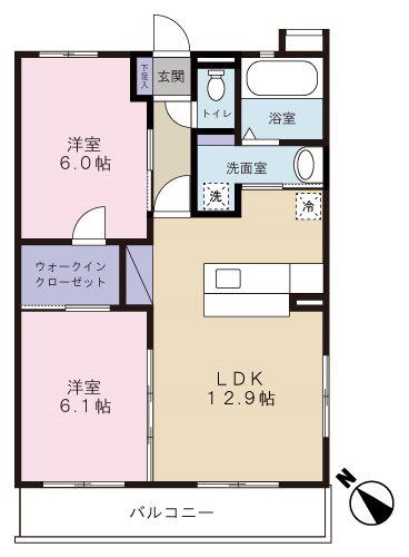 グラン リヴァー(2LDK/2階)の間取り写真