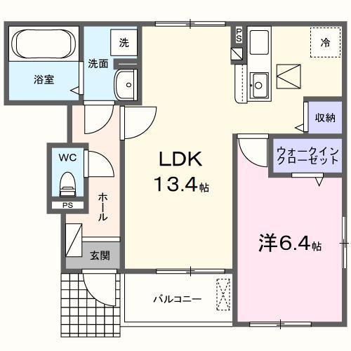 ユニヴェール(1LDK/1階)の間取り写真