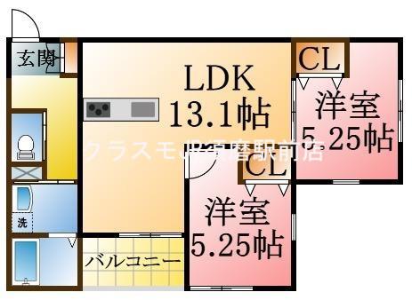 プライム神戸垂水(2LDK/1階)の間取り写真
