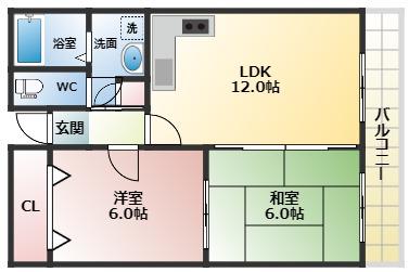 メゾン川口(2LDK/4階)の間取り写真