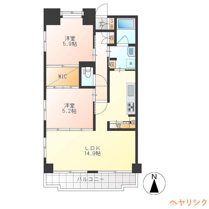 サンマリアージュ(2LDK/6階)の間取り写真