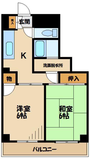 クレールメゾン北野(2K/3階)の間取り写真