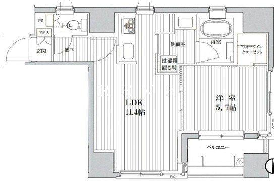ジェイール東京八丁堀(1LDK/9階)の間取り写真