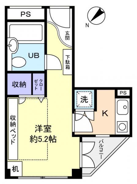 サリースマイル(1K/2階)の間取り写真