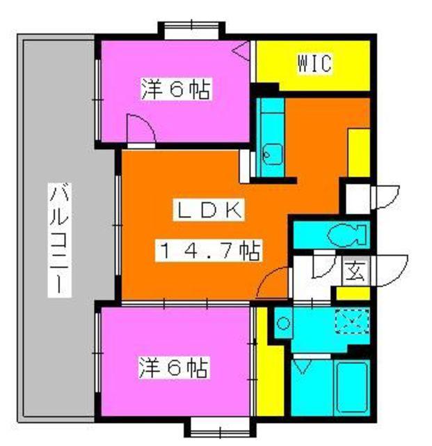 サンシティ博多(2LDK/4階)の間取り写真