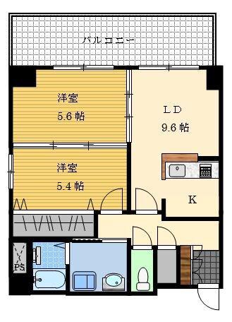 スカイコート出島(2LDK/4階)の間取り写真