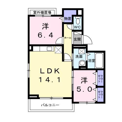 プラシード(2LDK/3階)の間取り写真