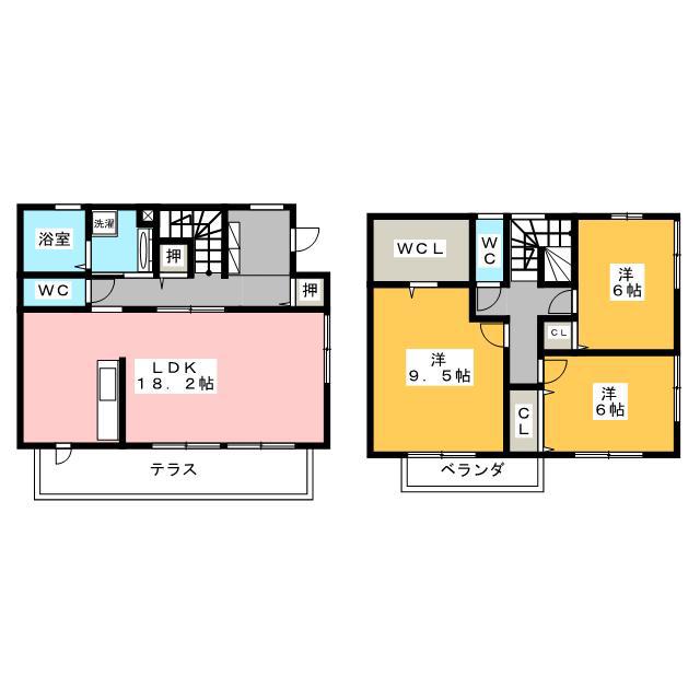 D-ROOM神山E・F棟(3LDK/1階)の間取り写真