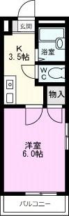 スクエアII(1K/2階)の間取り写真