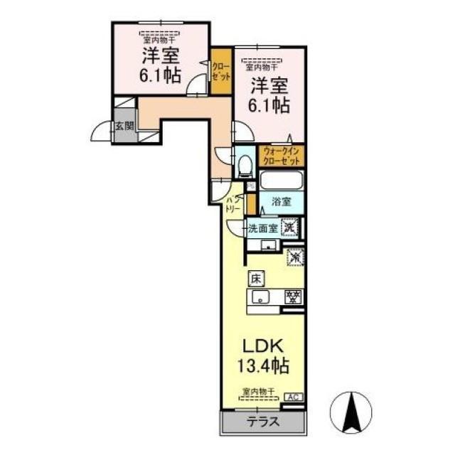 ウィステリア(2LDK/1階)の間取り写真