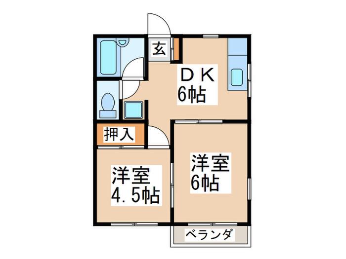 梅が丘グリーン・フラット(2DK/3階)の間取り写真