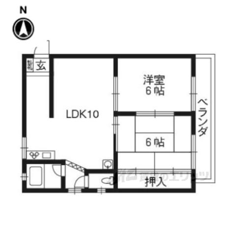 キャッスルK.A(2LDK/3階)の間取り写真