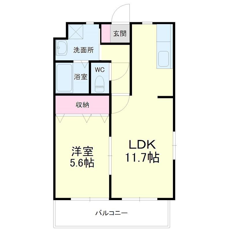 ウイング・イヌイ(1LDK/1階)の間取り写真
