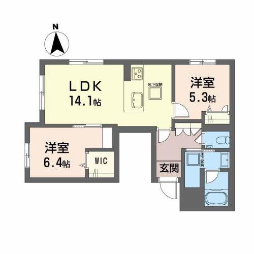 グランドパレス田迎小前(2LDK/3階)の間取り写真