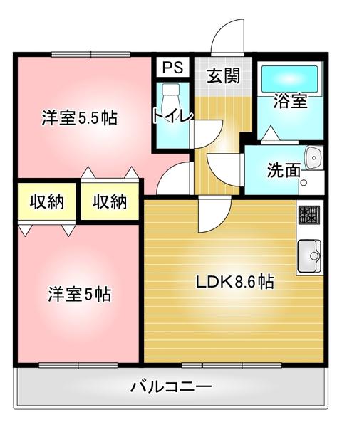日映マンションIII(2LDK/9階)の間取り写真