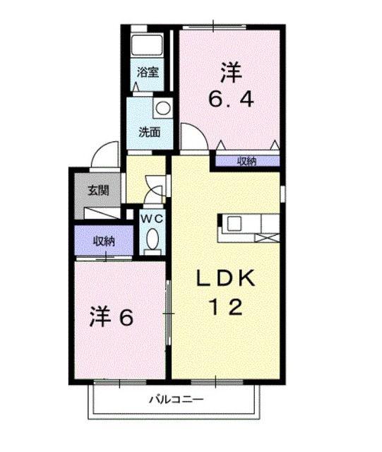 カーサ・レクエルド B(2LDK/1階)の間取り写真