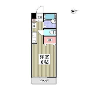 ロックハイツII(ワンルーム/1階)の間取り写真