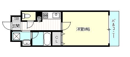 アミーグランコート三宮(1K/4階)の間取り写真
