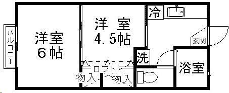 ザ・フラットR(2K/2階)の間取り写真