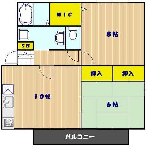 クレセントA(2LDK/1階)の間取り写真