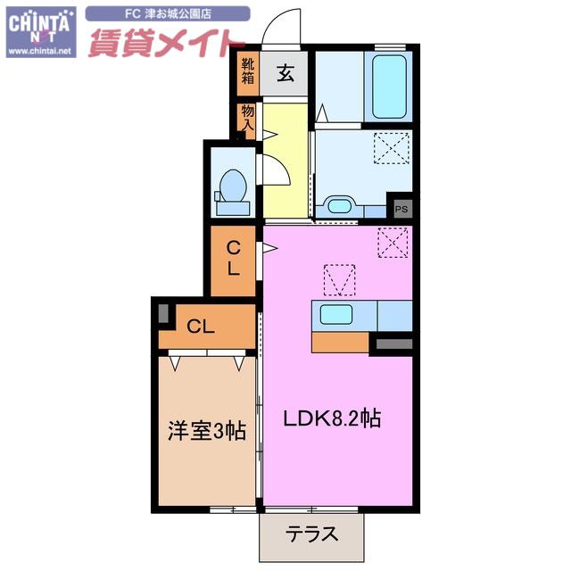 ラ ルーチェ江戸橋(1LDK/1階)の間取り写真