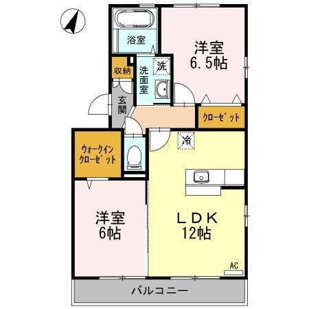 マインパレスII A・B棟(2LDK/3階)の間取り写真