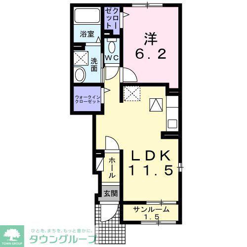 AULII アウリィ(1LDK/1階)の間取り写真