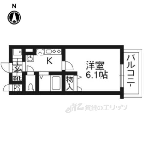 ラナップスクエア京都西陣(1K/6階)の間取り写真