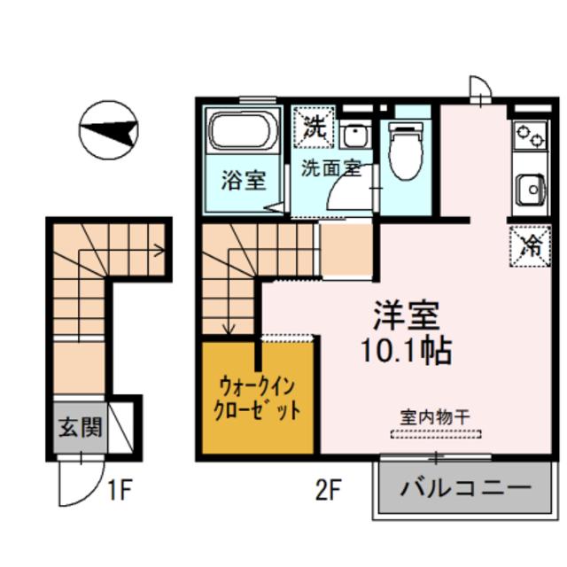 ダイワメゾン三国本町(1K/2階)の間取り写真