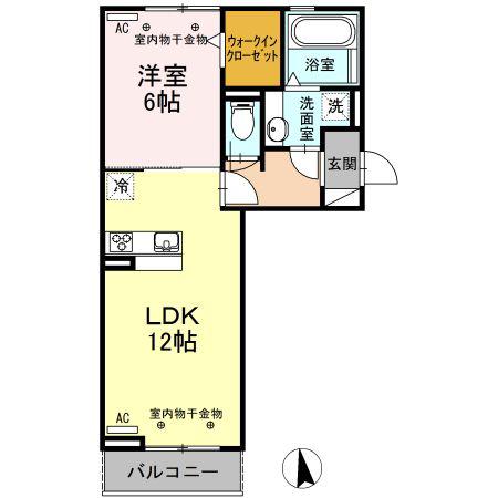明楽 A棟(1LDK/2階)の間取り写真