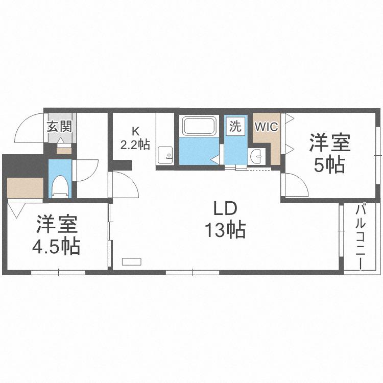 ブランシャールSH大通(2LDK/1階)の間取り写真