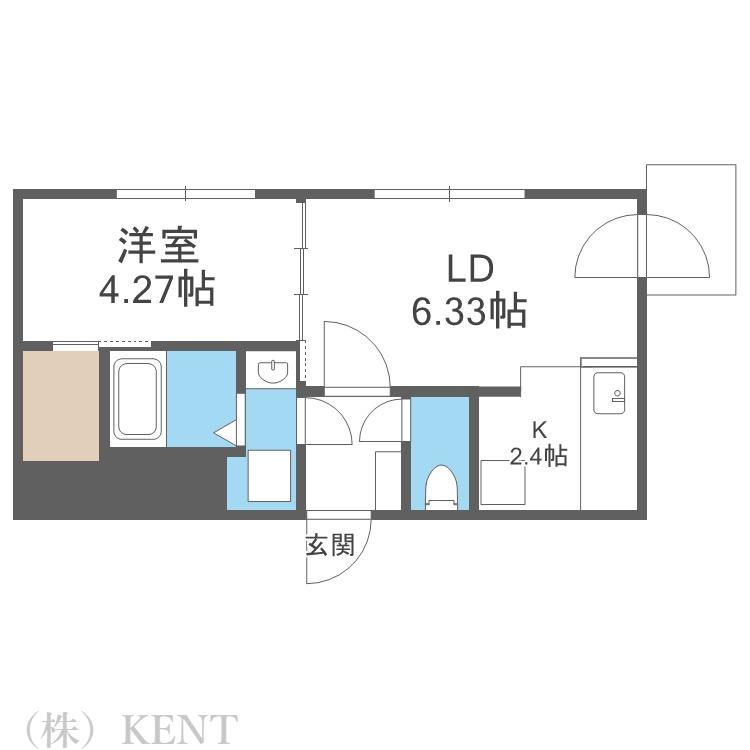 S-RESIDENCE医大南ALTIER(1LDK/1階)の間取り写真