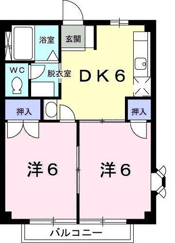 ニューシティーK(2DK/1階)の間取り写真