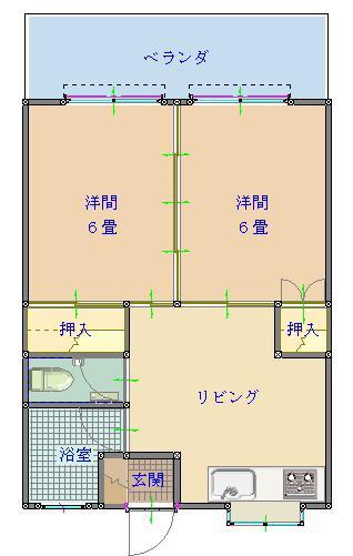 サンハイツ上沢1(2DK/2階)の間取り写真