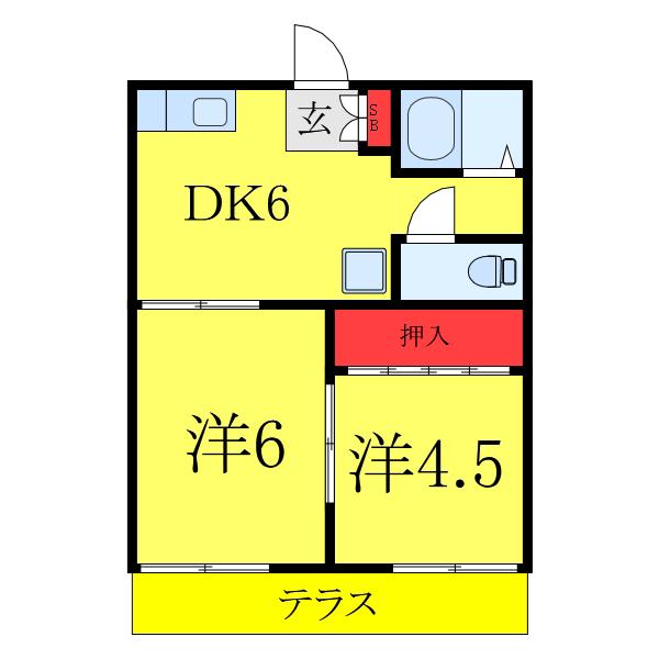 松田コーポ(2DK/1階)の間取り写真