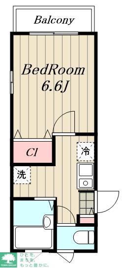 フェリース小峰C(1K/1階)の間取り写真