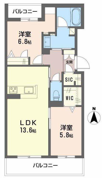 シャーメゾン大晶(2LDK/2階)の間取り写真