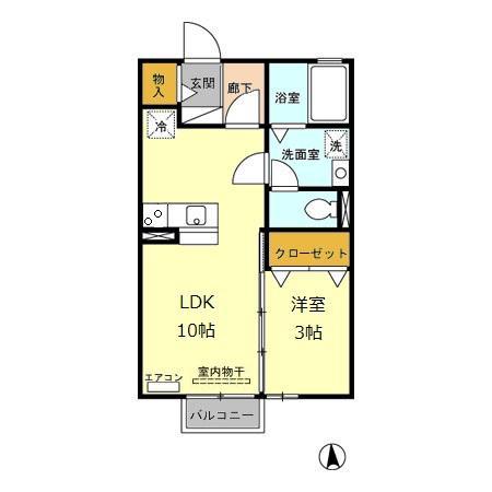 名鉄常滑線 多屋駅 徒歩4分 2階建 築20年(1LDK/2階)の間取り写真