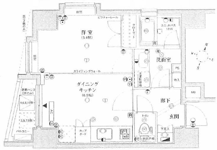 エスコートノヴェル南麻布(1DK/3階)の間取り写真