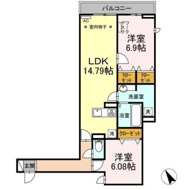 アヴァンス堀切(2LDK/2階)の間取り写真