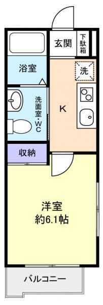 津田沼ヒルズ(1K/3階)の間取り写真