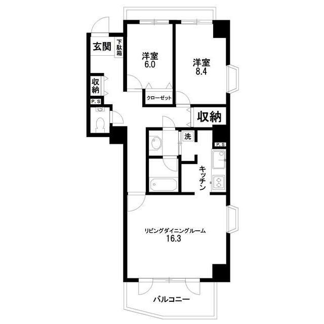 ヴィラアイレックス奥沢(2LDK/4階)の間取り写真